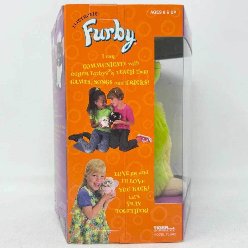 Furby Kiwi Lime Green, Yellow, Dark Blue Hair Gray‎ Eyes 1999 Factory Sealed